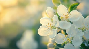 春日绽放的洁白苹果花