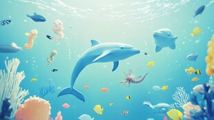 梦幻海底世界 海豚与群鱼
