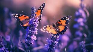 蝶舞薰衣草间的梦幻瞬间