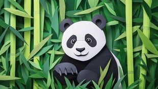 竹林中的可爱熊猫