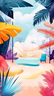 热带风情户外休闲场景