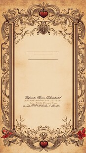 复古花纹爱心边框装饰图