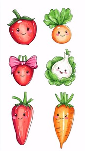 可爱卡通水果蔬菜集合