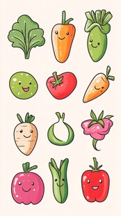 可爱卡通蔬菜水果集合