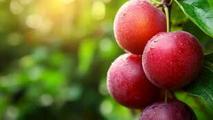 饱满红李挂枝头