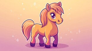 可爱卡通小马插画