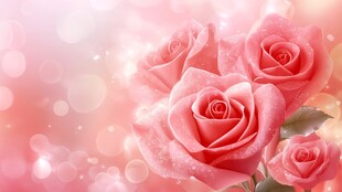 浪漫粉色玫瑰花梦幻背景