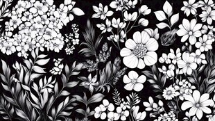 黑白花卉图案纹理背景