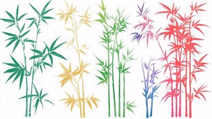多彩竹子素材