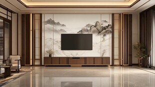 新中式客厅电视背景墙设计