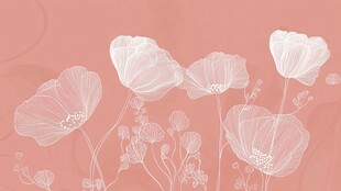 粉色背景透明风白色花朵