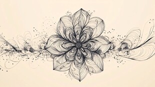 手绘花卉线条艺术图案