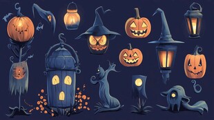 万圣节鬼怪南瓜元素集合