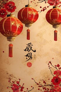 喜庆红灯笼迎传统新年