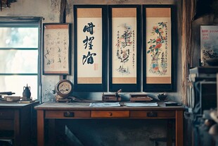 中式书房古韵 字画添雅致