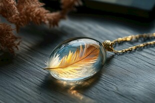 晶中羽吊坠 精致美饰