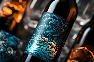 精美海浪图案的红酒瓶