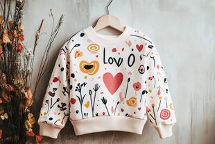 可爱爱心印花儿童卫衣