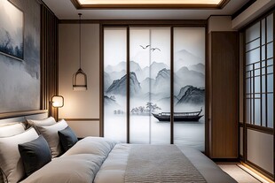 中式雅致卧室 山水诗意空间