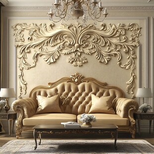 奢华欧式客厅沙发背景墙