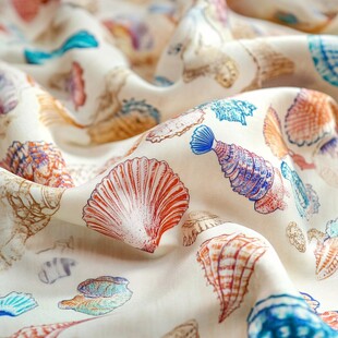 贝壳印花柔软丝绸面料