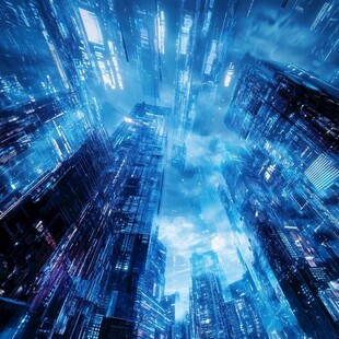 未来科技感的虚拟城市景观