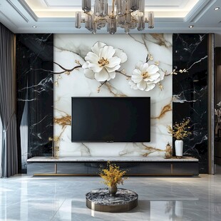 奢华大理石电视背景墙设计