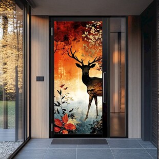 玄关处的梦幻鹿景艺术画