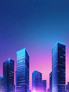 霓虹夜色下的都市高楼