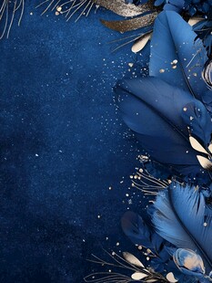 深蓝鎏金羽毛梦幻背景图