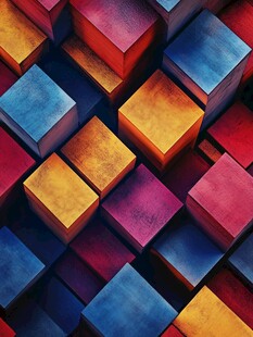 多彩立体方块几何图案