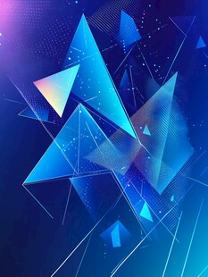 炫彩几何三角科技背景图