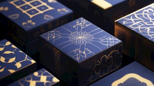 蓝底金纹精致礼盒图案
