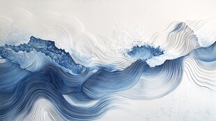 水墨海浪抽象艺术图景