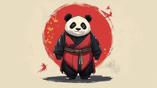 功夫熊猫形象 中国风插画