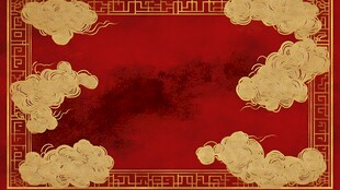 中式红底祥云边框背景图