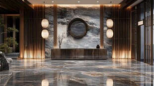 中式豪华大堂接待区设计