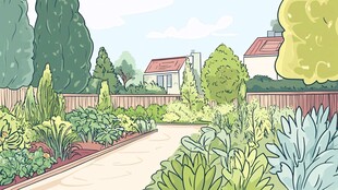 宁静美丽的庭院花园景致