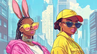 都市潮酷双兔女孩形象