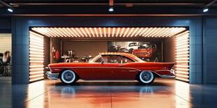 复古红车闪耀精致车库