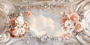 欧式繁花云朵天花板图案