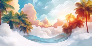 梦幻云端下的椰林海景