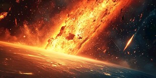 陨石撞击地球震撼场景