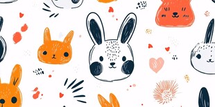 可爱兔子卡通图案插画