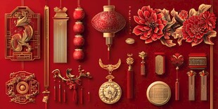 中式传统喜庆元素集合
