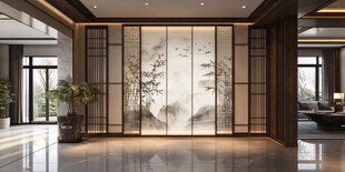 中式典雅客厅屏风装饰