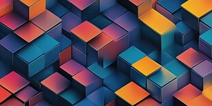 立体多彩方块几何图案