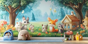 梦幻森林动物主题儿童房