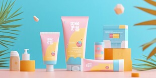 清新风婴儿护肤产品展示