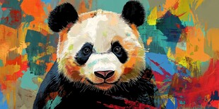 熊猫艺术插画 色彩斑斓